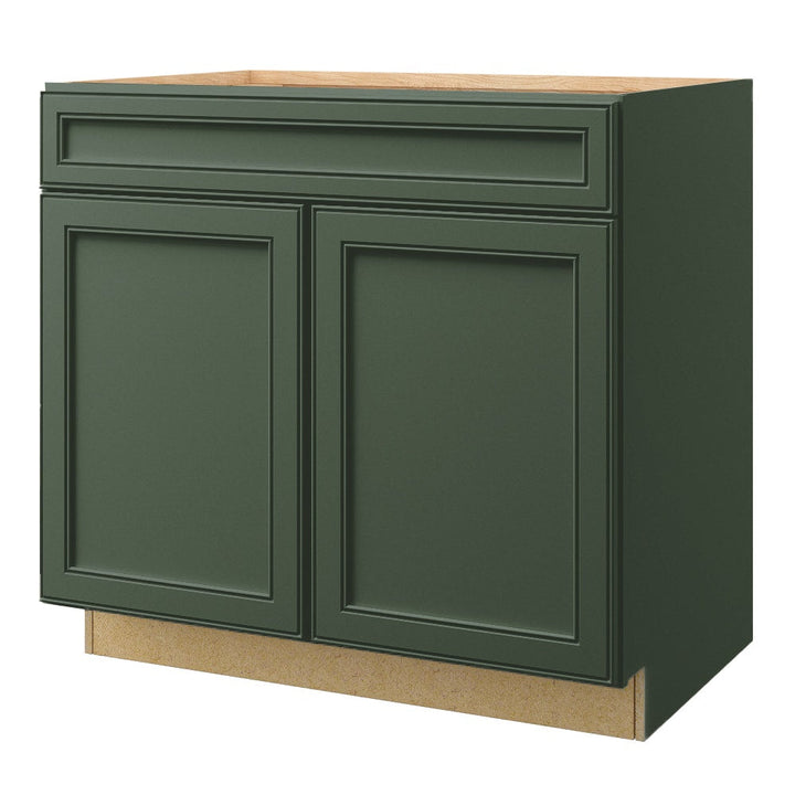 allen + roth Heathrow 36-in W x 34.5-in H x 24-in D Sage 1-Drawer Base Fully Assembled Cabinet (Recessed Panel Mitered Style)
