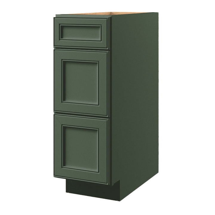 allen + roth Heathrow 12-in W x 34.5-in H x 24-in D Sage 3-Drawer Base Fully Assembled Cabinet (Recessed Panel Style)