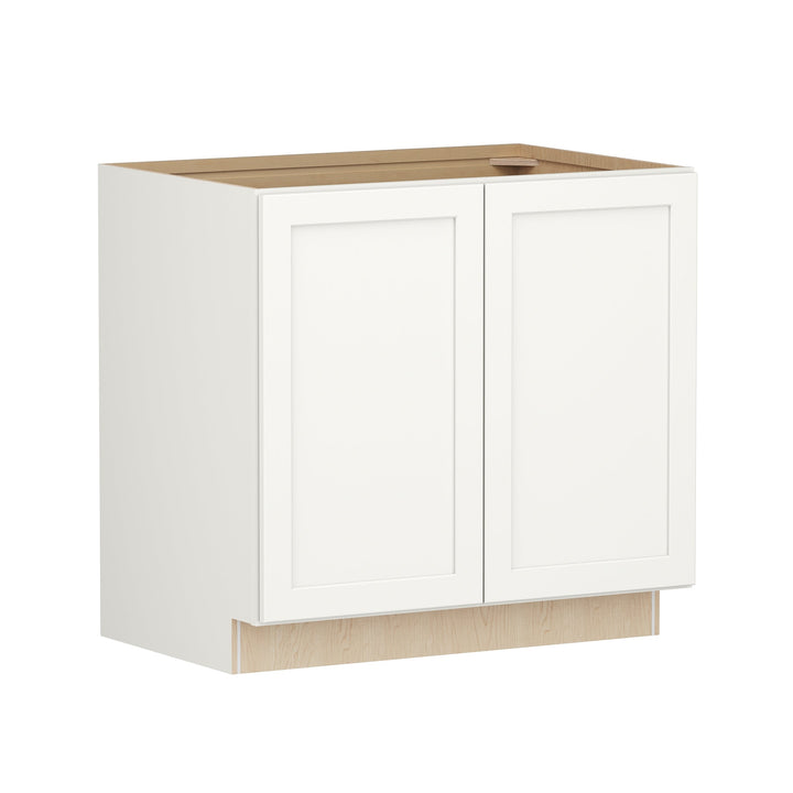 Shenandoah PRO Express Breckenridge 36-in W x 34.5-in H x 24-in D Linen Full Overlay Base Fully Assembled Plywood Cabinet (Recessed Panel Shaker Door Style)