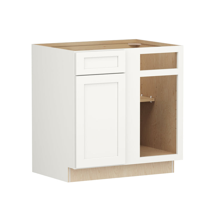 Shenandoah PRO Express Breckenridge 33-in W x 34.5-in H x 24-in D Linen Full Overlay Blind 1-Drawer Corner Base Fully Assembled Plywood Cabinet (Recessed Panel Shaker Style)
