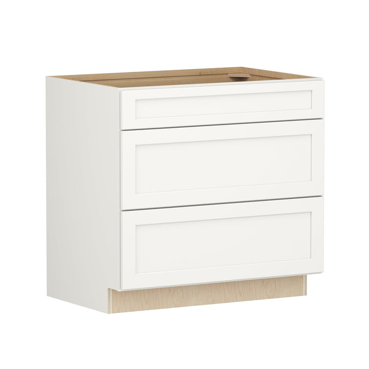 Shenandoah PRO Express Breckenridge 36-in W x 34.5-in H x 24-in D Linen Full Overlay 3-Drawer Base Fully Assembled Plywood Cabinet