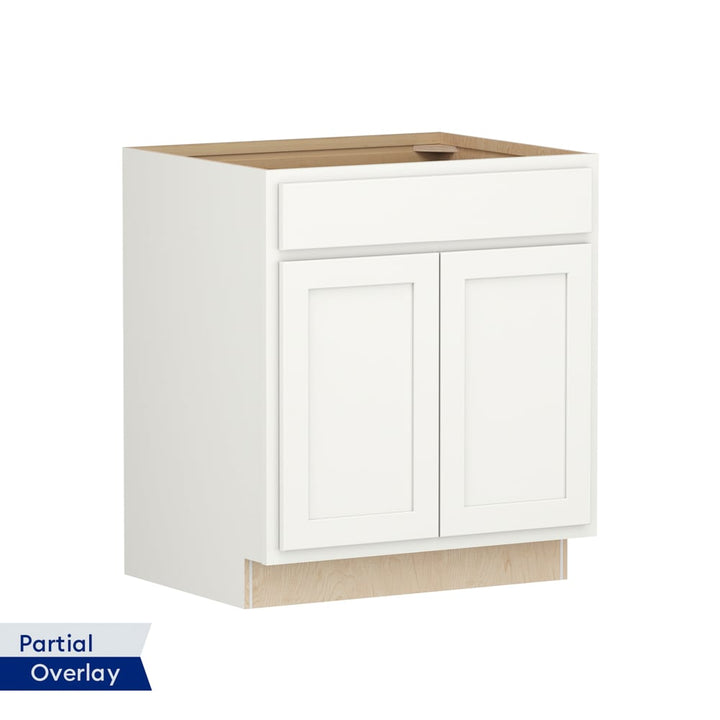 Shenandoah PRO Express Breckenridge 30-in W x 34.5-in H x 24-in D Linen Partial Overlay 1-Drawer Base Fully Assembled Plywood Cabinet (Recessed Panel Shaker Style)