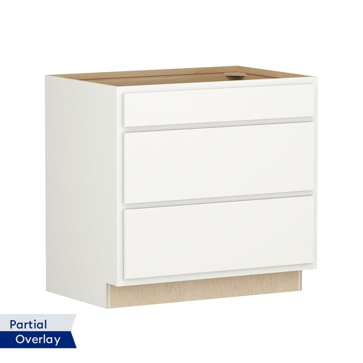 Shenandoah PRO Express Breckenridge 36-in W x 34.5-in H x 24-in D Linen Partial Overlay 3-Drawer Base Fully Assembled Plywood Cabinet