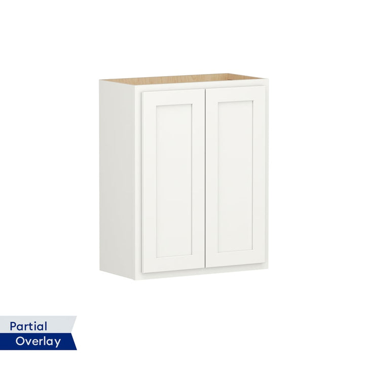Shenandoah PRO Express Breckenridge 24-in W x 30.125-in H x 12-in D Linen Partial Overlay Wall Fully Assembled Plywood Cabinet (Recessed Panel Shaker Door Style)