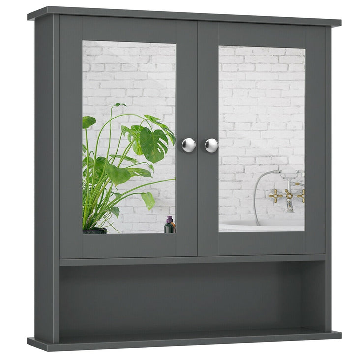 WELLFOR 22-in x 23-in Surface Mount Gray Mirrored Medicine Cabinet