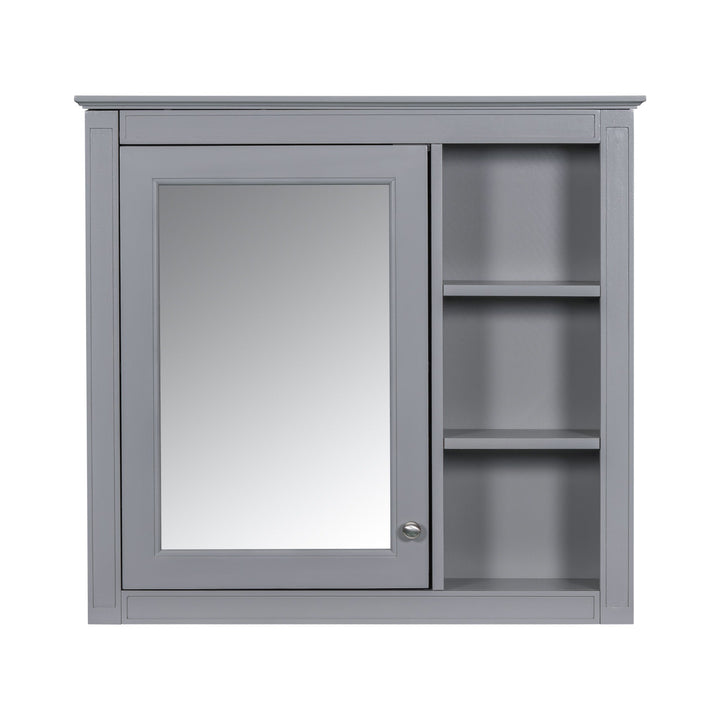 WELLFOR MR 30-in x 28-in Surface Mount Gray Mirrored Soft Close Medicine Cabinet