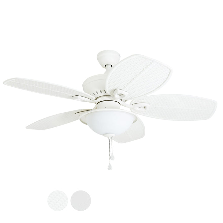 Harbor Breeze Cedar Shoals 44-in White Downrod or Close Mount Indoor/Outdoor Ceiling Fan with Light Kit