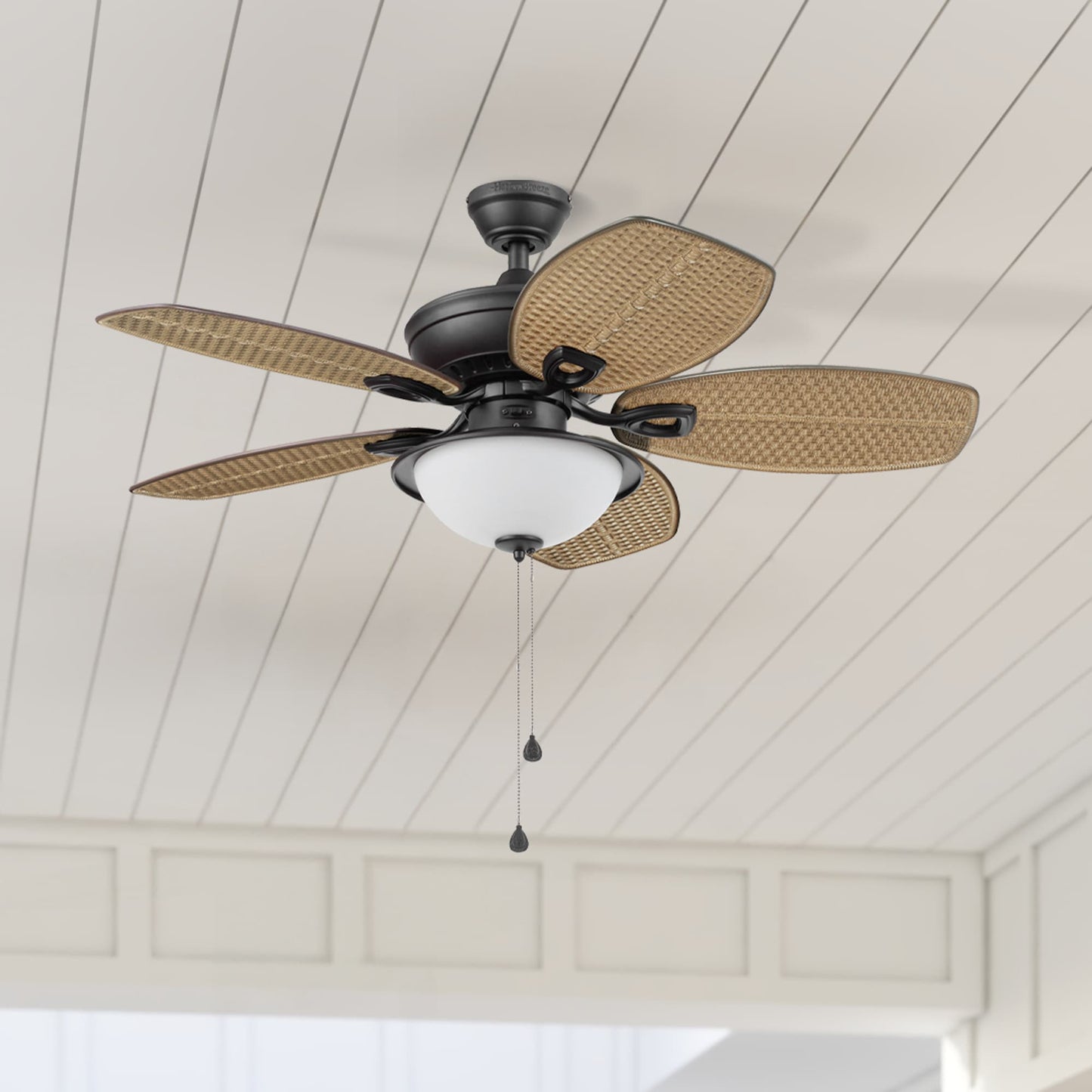 Harbor Breeze Cedar Shoals 44-in Oil-Rubbed Bronze LED Indoor/Outdoor Ceiling Fan with Light Kit, 5 Blades