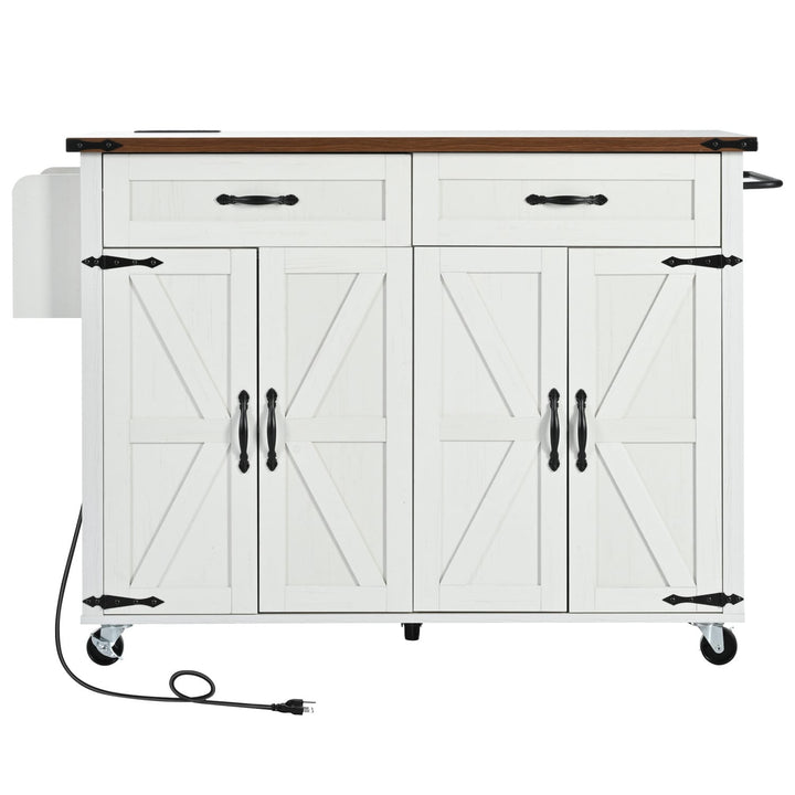 BABOOM White Mdf Base with Mdf Top Rolling Kitchen Island (28.75-in x 53.5-in x 36.5-in)
