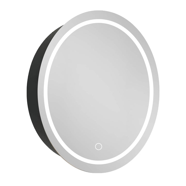 WELLFOR 26-in x 26-in Lighted LED Fog Free Surface Mount Silver Mirrored Round Medicine Cabinet