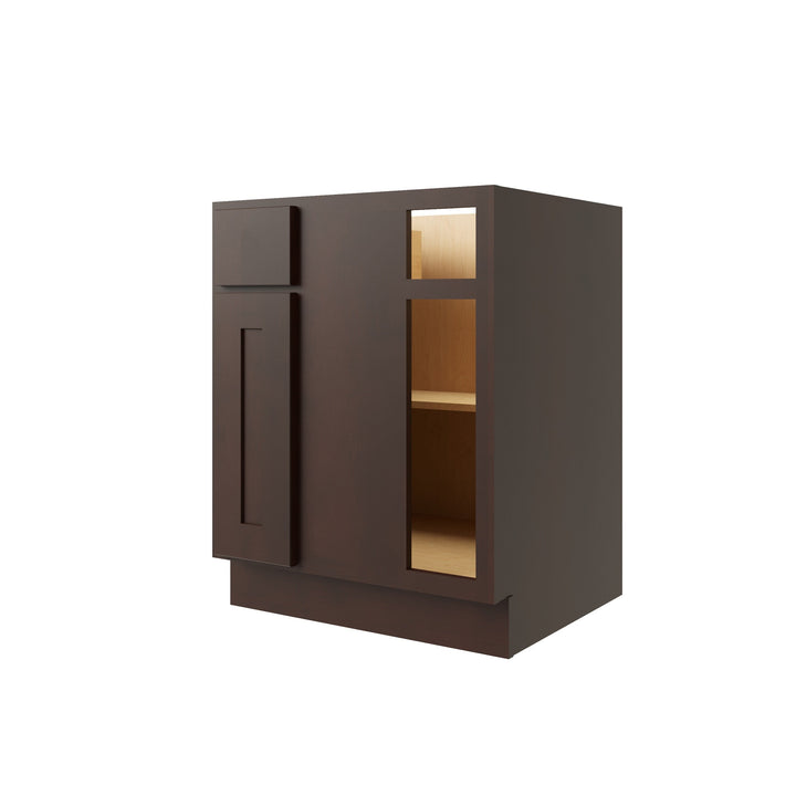 RELIABILT Parkstone 27-in W x 34.5-in H x 24-in D Espresso Blind 1-Drawer Base Fully Assembled Plywood Cabinet (Flat Panel Shaker Style)