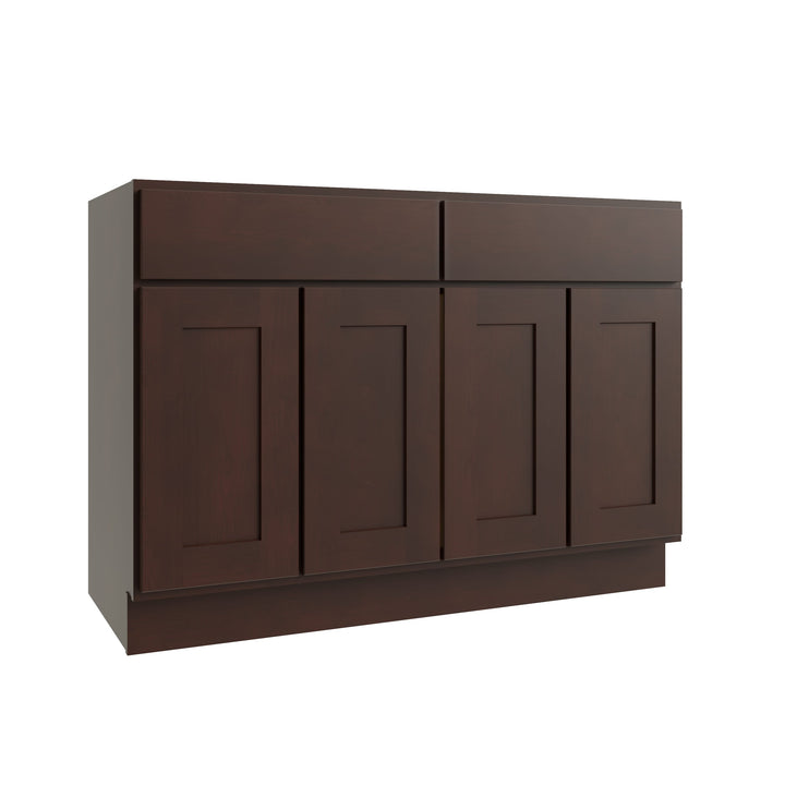 RELIABILT Parkstone 48-in W x 34.5-in H x 24-in D Espresso 2-Drawers Base Fully Assembled Plywood Cabinet (Flat Panel Shaker Style)