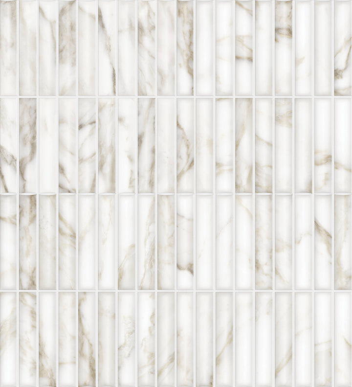 Satori Calacatta Lunar 11-in x 13-in Glazed Porcelain Marble Look Mosaic Wall Tile (0.84-sq. ft/ Piece)