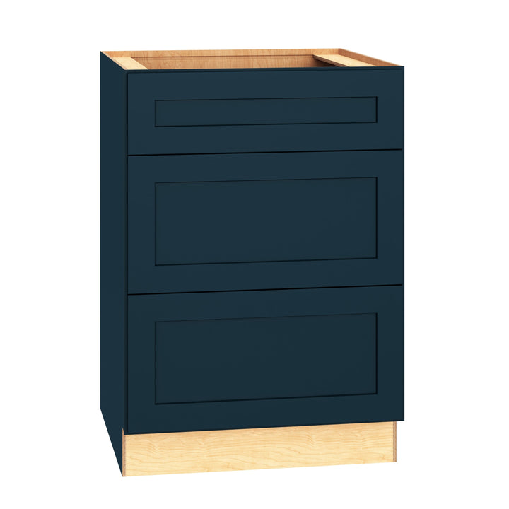Diamond Express Jamestown 24-in W x 34.5-in H x 24-in D Regatta Blue 3-Drawer Base Fully Assembled Plywood Cabinet (Recessed Panel Shaker Style)