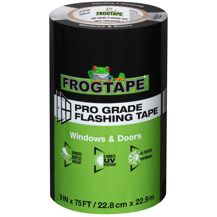 FrogTape Pro Grade Flashing Tape for Windows & Doors, 9-in x 75-ft, Black Acrylic