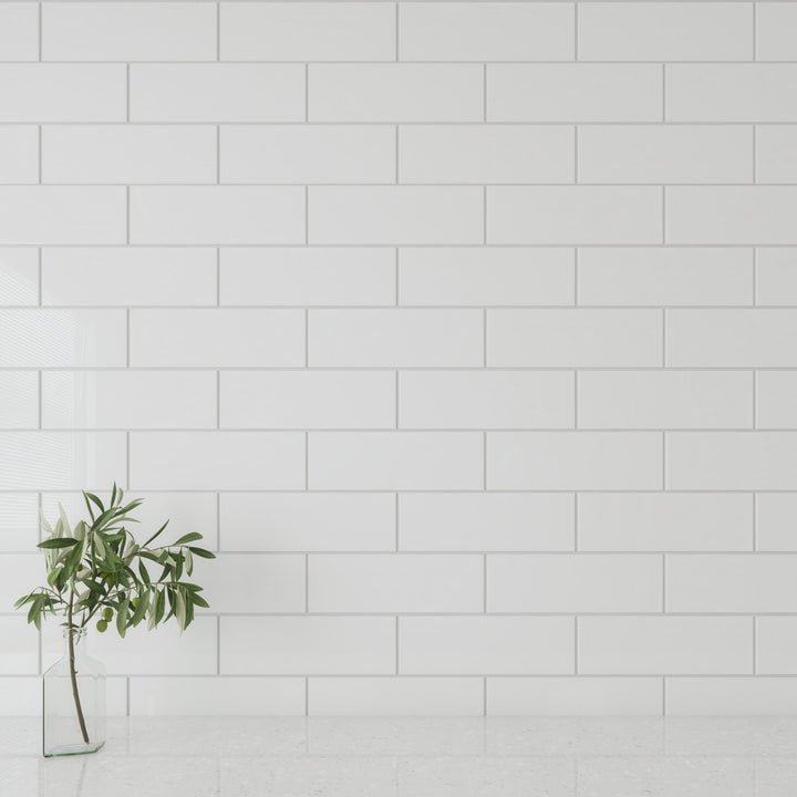 Giorbello Classic Premium Agreeable Gray 4-in x 12-in Glossy Glass Subway Wall Tile (5-sq. ft/ Carton)