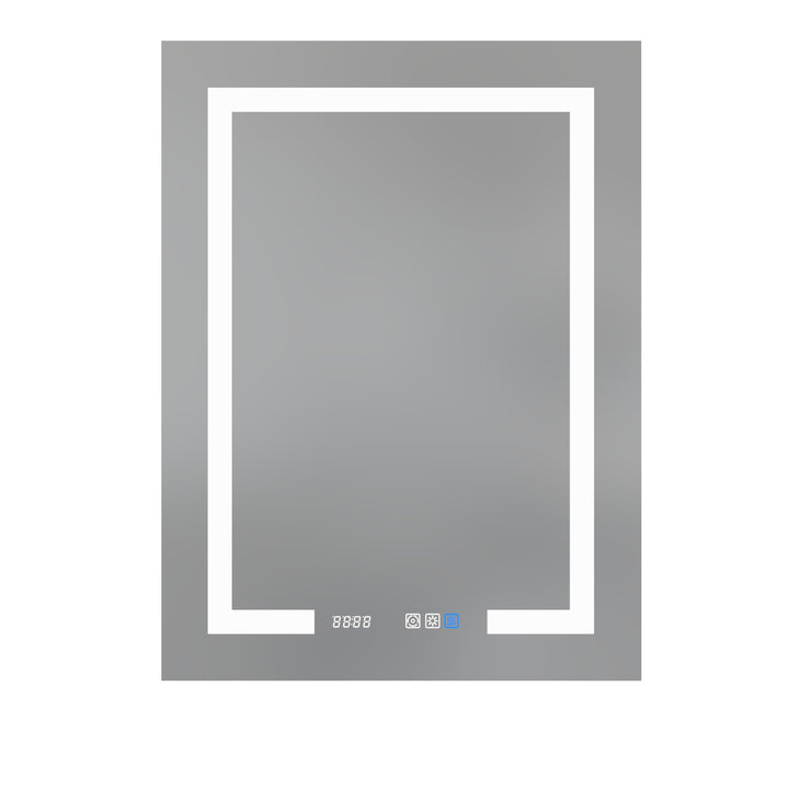 WELLFOR Right Hinge 24-in x 32-in Lighted LED Fog Free Surface Mount Aluminum Mirrored Soft Close Medicine Cabinet with Outlet