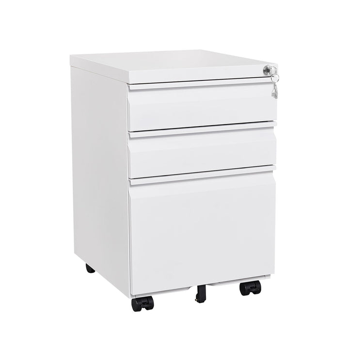 Mondawe Modern 3-Drawer Vertical File Cabinet, 17.32 14.57 23.63in Metal Filing Cabinet with Lock, White