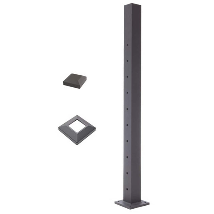 Deckorators Contemporary Cable 2.5-in x 2.5-in x 3-1/4-ft Aluminum Deck Line Post