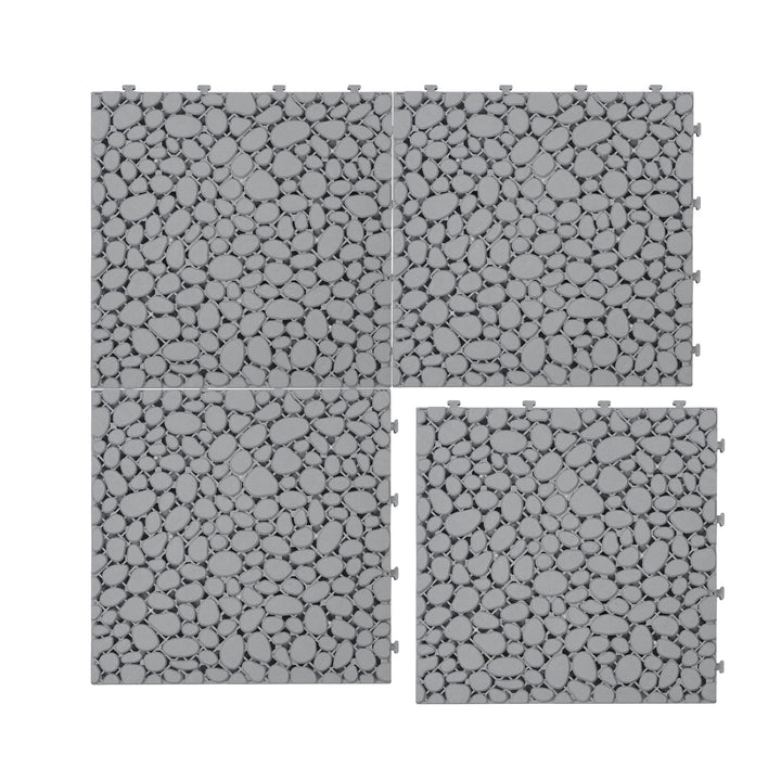 Bybafun 12-in x 12-in 24-Pack Gray Prefinished Vinyl/Plastic Deck Tile (24-sq ft)