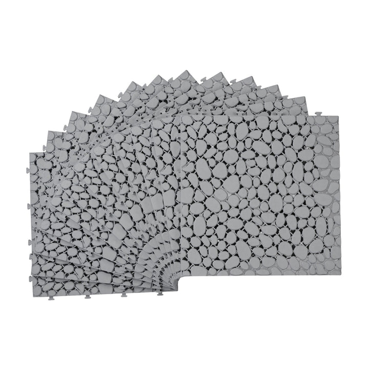 Bybafun 12-in x 12-in 60-Pack Gray Prefinished Vinyl/Plastic Deck Tile (60-sq ft)