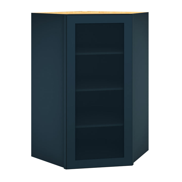 Diamond Express Jamestown 42-in W x 42-in H x 12-in D Regatta Blue Diagonal Corner Wall Fully Assembled Plywood Cabinet (Recessed Panel Shaker Style)