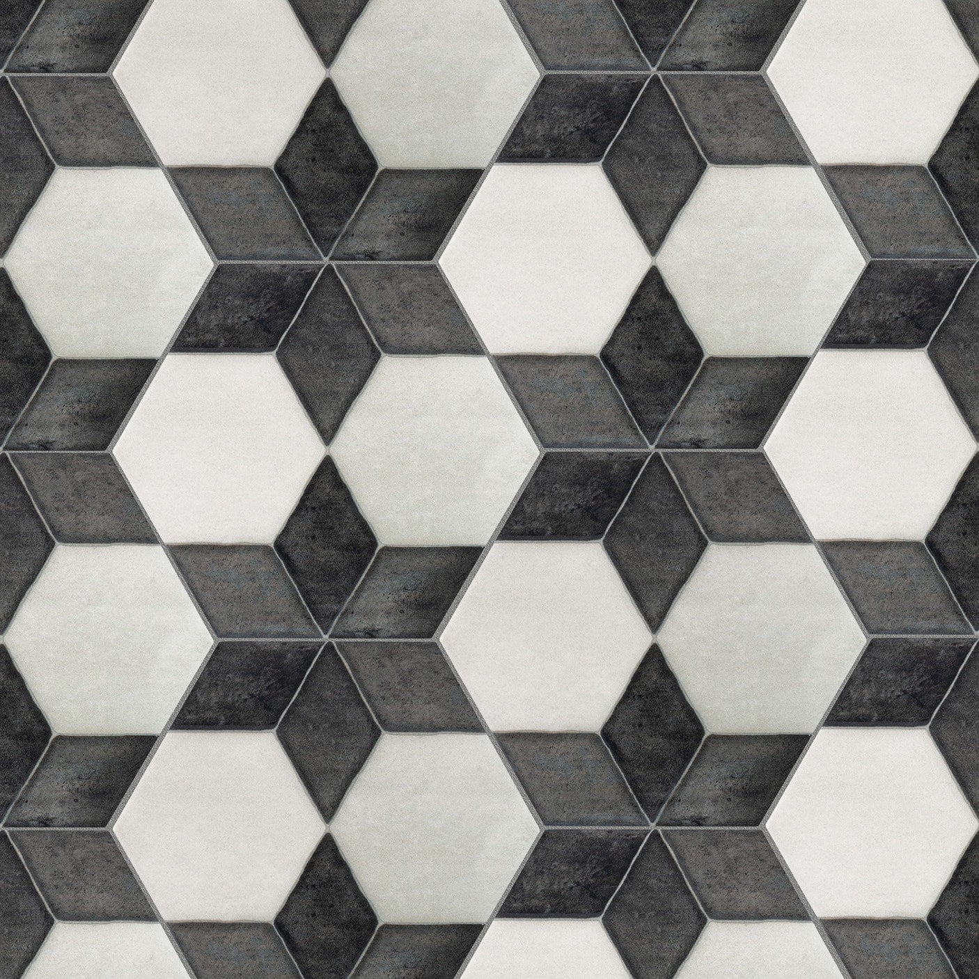 Boutique Ceramic Starfire Black and White 6-in x 6-in Multi-finish Porcelain Patterned Multi-shaped Floor and Wall Tile product image