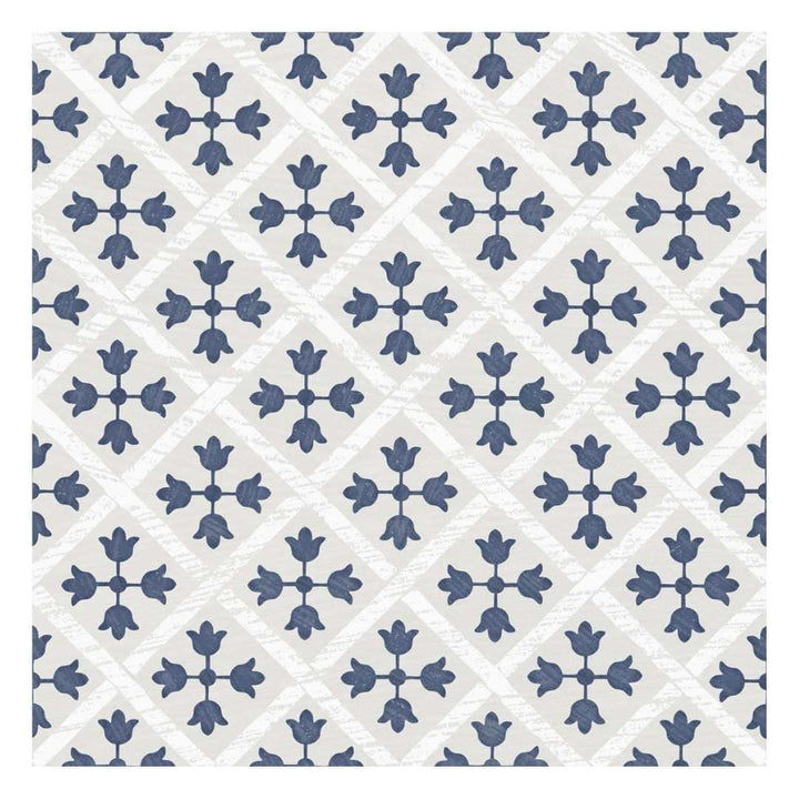 The Tile Life Etiquette Blue 8-in x 8-in Satin Porcelain Encaustic Floor and Wall Tile product image