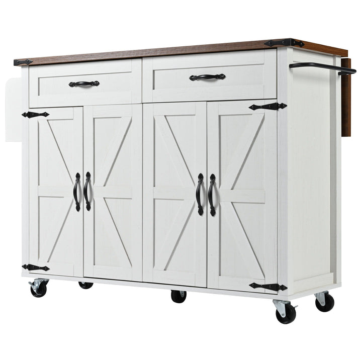 SINOFURN White Mdf Base with Mdf Top Rolling Kitchen Island (17.7-in x 53.5-in x 36.5-in)