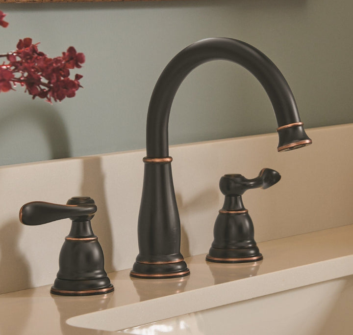 Delta Windemere Oil-Rubbed Bronze 2-Handle Widespread WaterSense Bathroom Sink Faucet with Drain