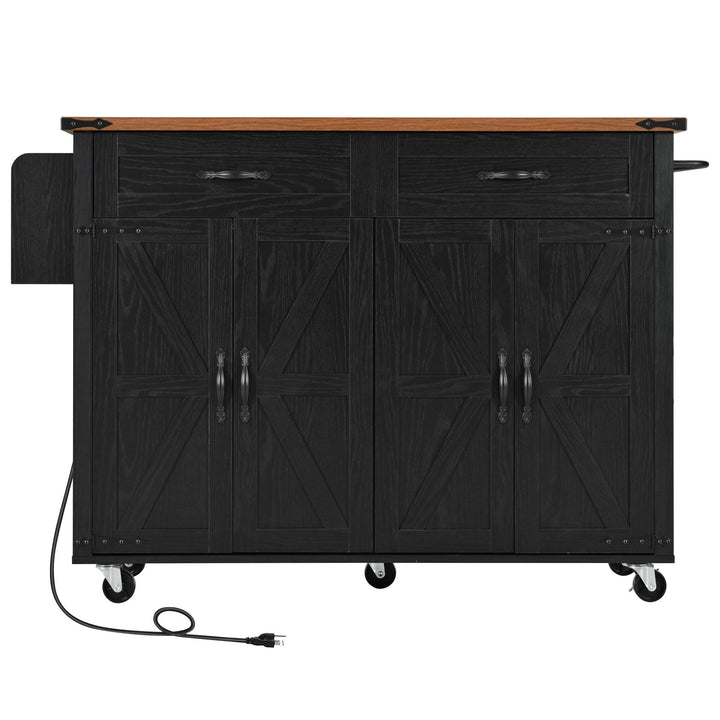 Bybafun Black Mdf Base with Mdf Top Rolling Kitchen Island (17.7-in x 53.5-in x 36.5-in)