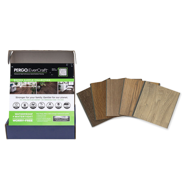 Pergo Evercraft Brown Waterproof Wood Plank Laminate Flooring Sample