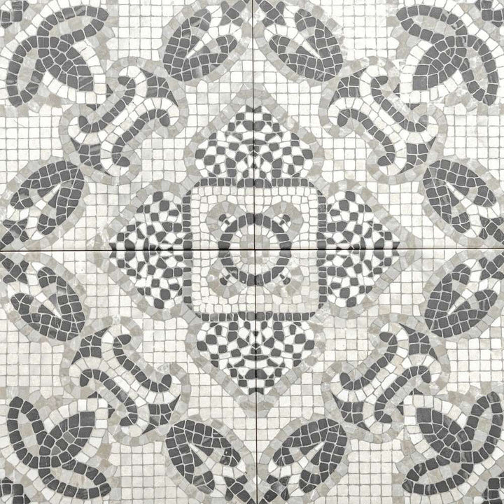 The Tile Life Roman Road Silver 8-in x 8-in Satin Porcelain Encaustic Floor and Wall Tile product image