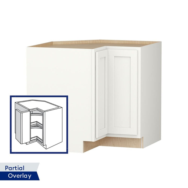 Shenandoah PRO Express Breckenridge 36-in W x 34.5-in H x 24-in D Linen Partial Overlay Lazy Susan Corner Base Fully Assembled Plywood Cabinet (Recessed Panel Shaker Style)