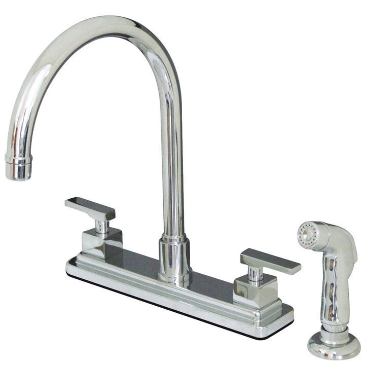 Elements of Design Concord Chrome 2-Handle Deck-Mount High-Arc Kitchen Faucet with Deck Plate and Side Sprayer