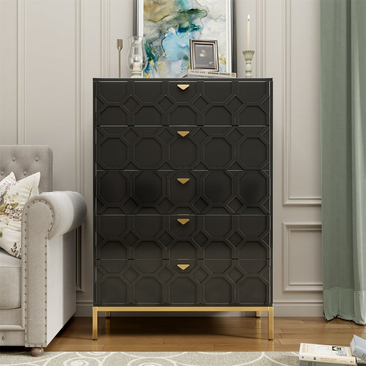 Mondawe 31.5 in. 5-Drawer Chests Cabinet, Black