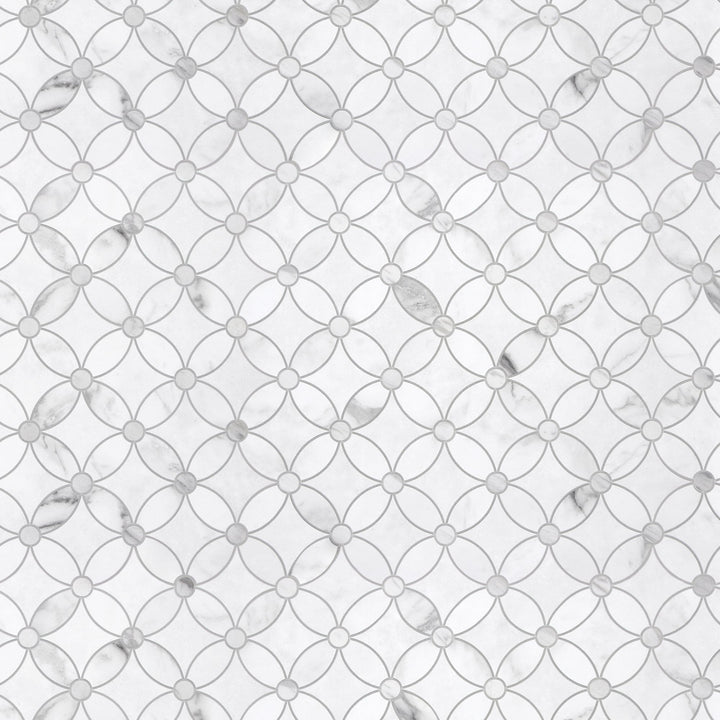 SUNWINGS Coin Waterjet Carrara White 11-in x 11-in Matte Composite Marble look Octagon Peel and stick Mosaic Wall Tile product image