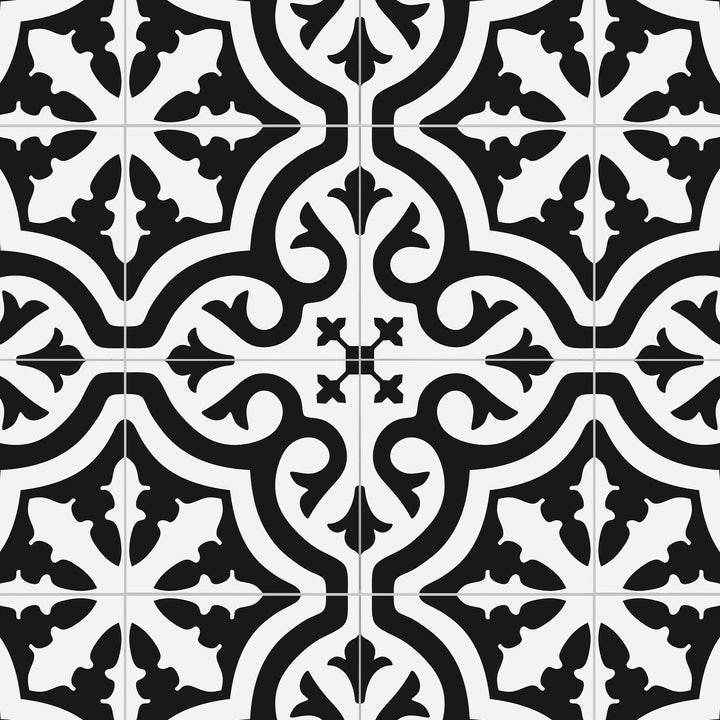 SUNWINGS Patterned Black and White 12-in x 12-in Matte Composite Patterned Peel and stick Mosaic Wall Tile product image