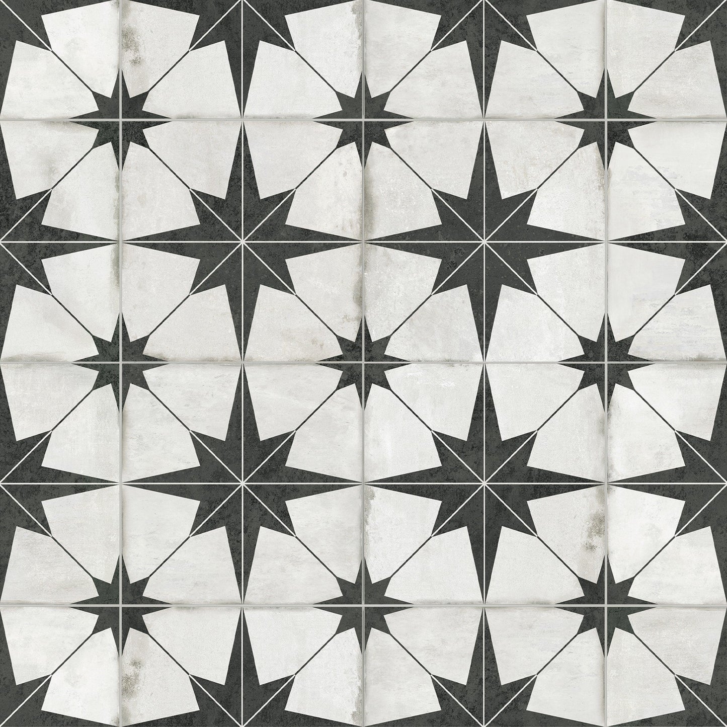 SUNWINGS Patterned Black Star 12-in x 12-in Matte Composite Patterned Peel and stick Mosaic Wall Tile product image