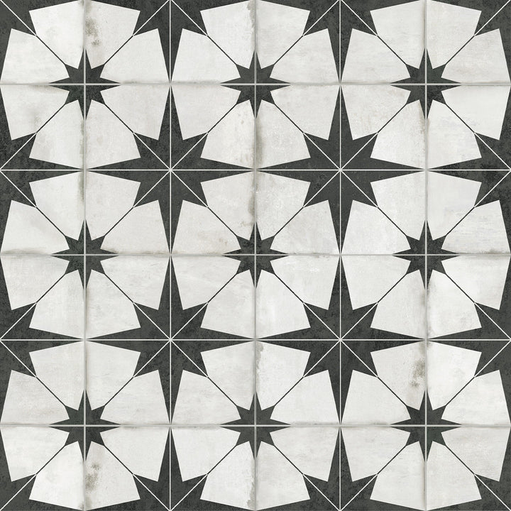 SUNWINGS Patterned Black Star 12-in x 12-in Matte Composite Patterned Peel and stick Mosaic Wall Tile product image