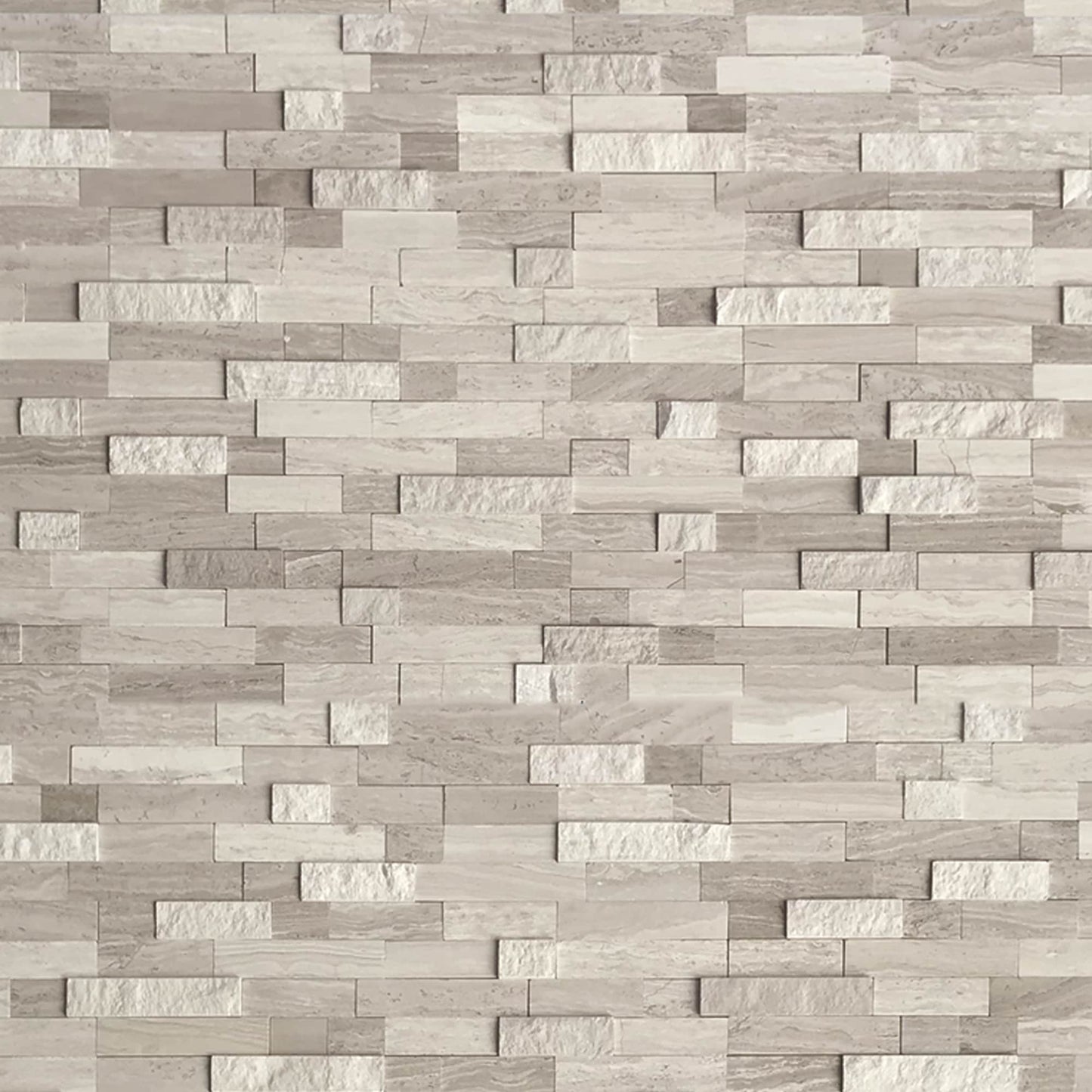 SUNWINGS 3D Stone Mixed Tan 11-in x 12-in Polished Natural stone Marble Peel and stick Mosaic Wall Tile product image
