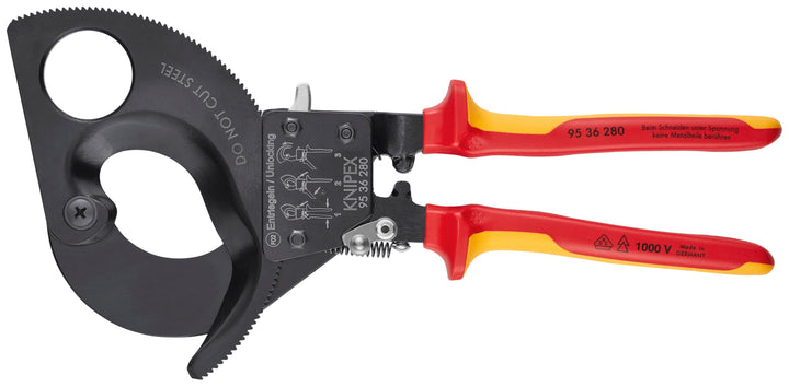 KNIPEX 11-in Insulated Ratchet Cable Cutting Pliers, 1000V, 95 36 280