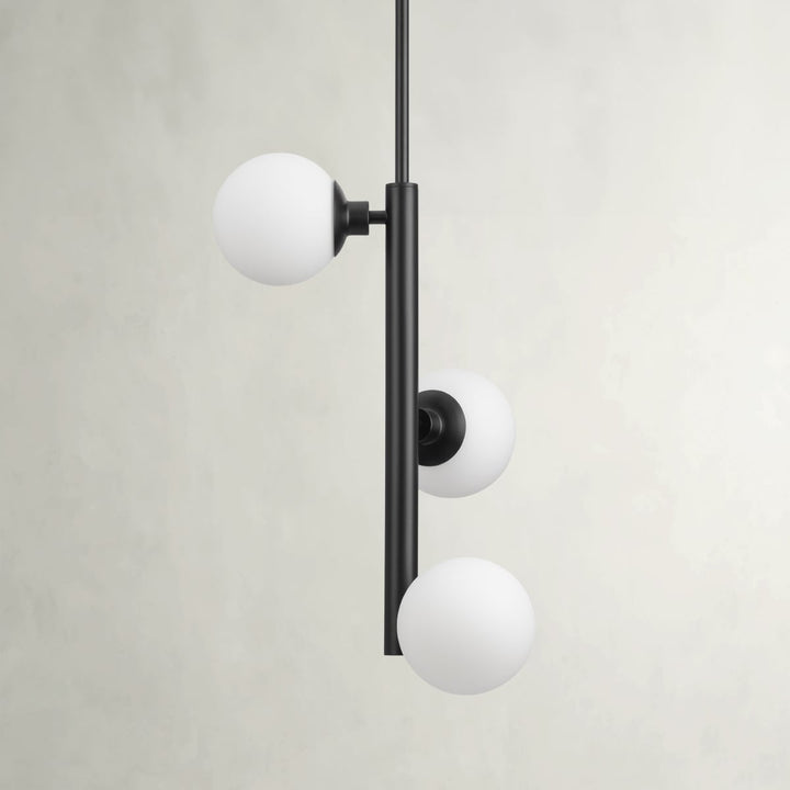 Progress Lighting Avec 3-Light Matte Black Modern/Contemporary White Glass Linear Medium Hanging Pendant Light