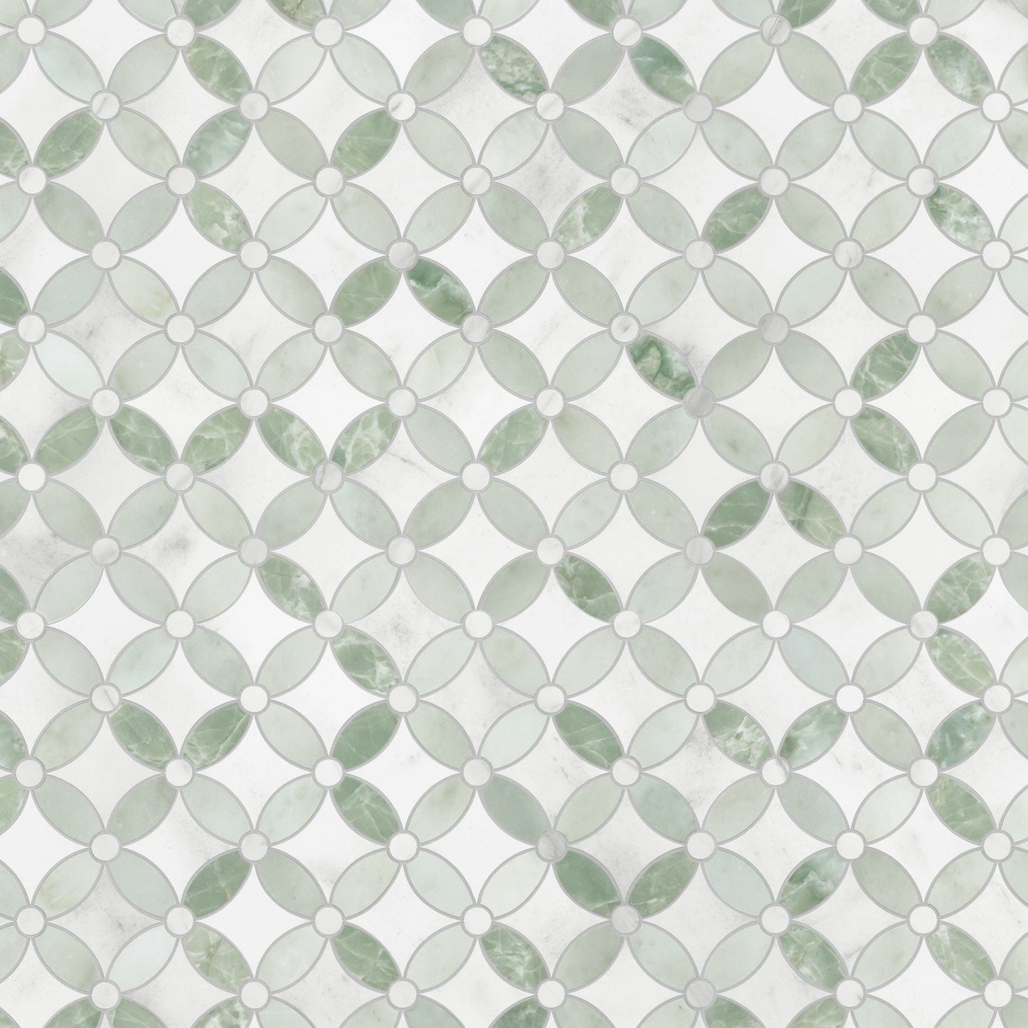 SUNWINGS Coin Waterjet Green 11-in x 11-in Matte Composite Marble look Octagon Peel and stick Mosaic Wall Tile product image