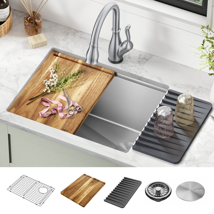 Delta Stainless Steel Undermount Laundry Sink with Drain