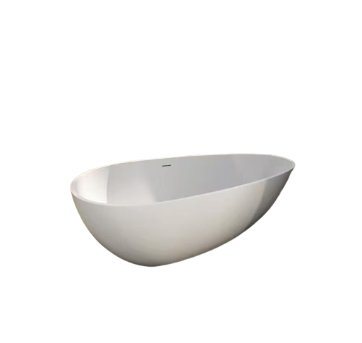 Foyil 67 in. x 34 in. Solid Surface Stone Resin Flatbottom Freestanding Bathtub Soaking Bathtub in Matte White
