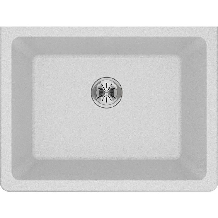 Quartz Classic Perfect Drain Undermount 25 in. Laundry Sink in White - Super Arbor