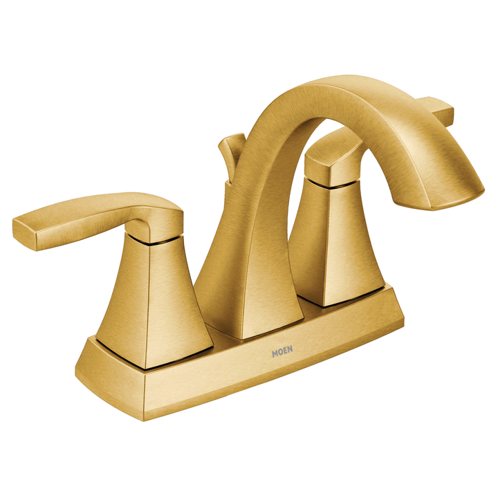 Moen Voss Brushed Nickel 2‑Handle 4-in Centerset WaterSense Bathroom Sink Faucet with Drain