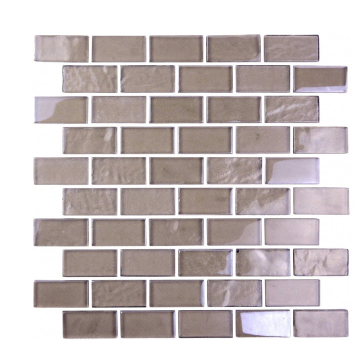 Abolos Landscape Bronze Textured 12-in x 12-in Glossy Glass Brick look Mosaic Floor and Wall Tile product image