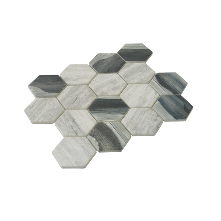 Apollo Tile Aloha Gray 12-in x 12-in Matte Recycled glass Patterned Hexagon Mosaic Floor and Wall Tile product image